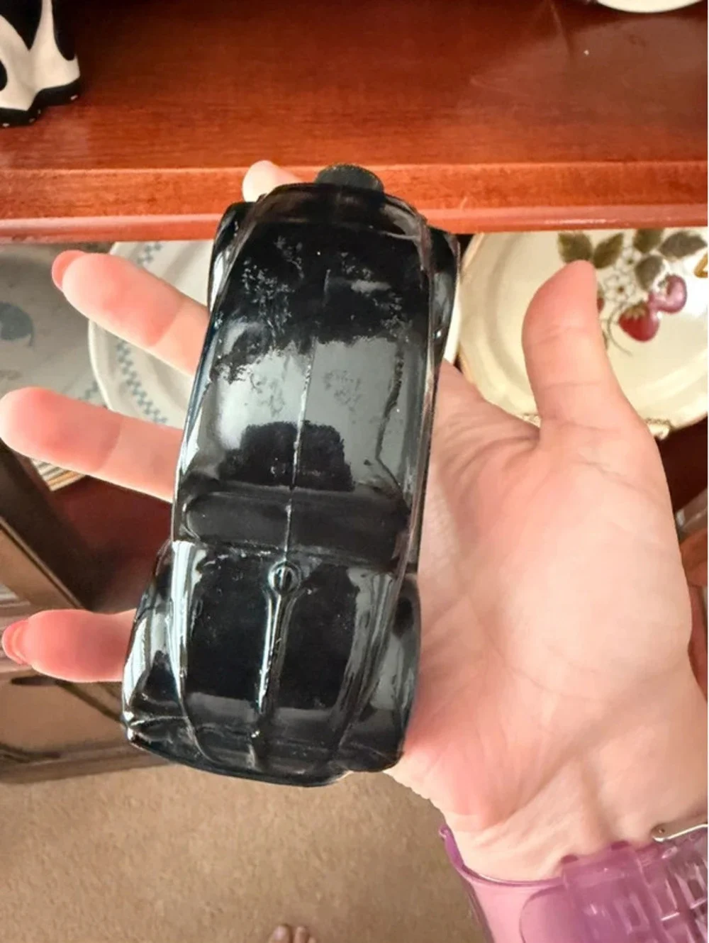 Vintage Avon Volkswagen Beetle Black Glass Decanter Spicy After Shave